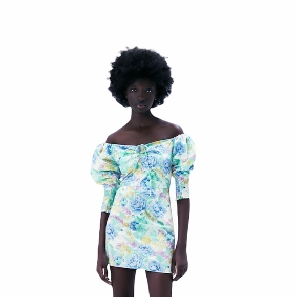 - Zara Floral Print Poplon Dress XS - Picture 1 of 7